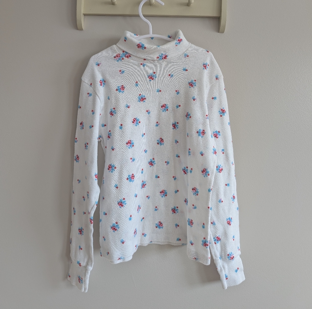 Floral Kids Turtleneck Shirt - White